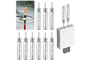 Behogan 9 pilas CR 425 LED para pesca de flotadores, recargables para campanas de alarma y pose, accesorios de pesca con luz CR 425, batería recargable para poses de pesca (cargador blanco 1 y batería