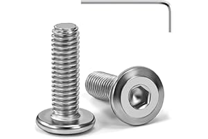 Tunejoy Tornillos de Cabeza Plana M6 x 20 mm Tornillo de Cabeza Hexagonal de Acero Inoxidable A2 V2A Perno de Muebles con llave Allen Rosca Completa 20 Piezas
