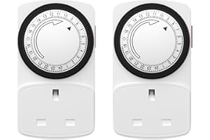HBN Plug Timer Socket UK,Programmable Segment Plug Timer, for Home Security Light Socket,Lamp(15min,2Pack)