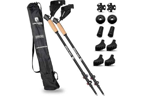 ALPIN LOACKER Bâton de Marche Télescopique Retractable & Accessoires I Nordique Walking Poles I Trekking Ski I Randonnée I en Aluminium ou Carbone Ultraléger Unisex