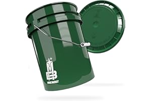 MAGIC BUCKET | Wascheimer Set für Auto Handwäsche Dunkelgrün mit passendem Eimer Deckel | 5 US GALLONEN ca. 20 Liter | kompatibel mit Grit Guard, Detail Guardz Dirt Lock, Chemical Guys Dirt Trap