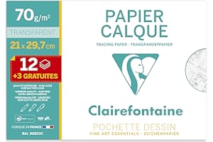 Clairefontaine 96853C - Une pochette de Calque supérieur 15F (12 + 3 gratuites) 21x29,7cm 70/75g