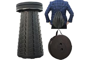 MKBK Telescopic Stool Adjustable Camping Collapsible Stool with Seat Cushion and Nylon Bag for Camping,Hiking, Fishing, Outdoors Load Capacity 400 LB (Black)