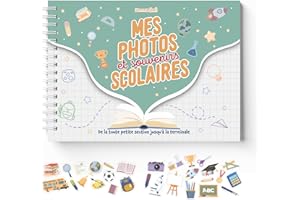 YEMMA SHELL Album photo de classe et souvenirs scolaires de la maternelle au lycée (Vert) - 77 pages - Stickers Offerts