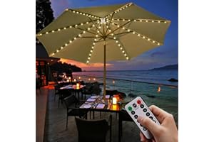 SUNLISKY Sonnenschirmbeleuchtung,Garten-Sonnenschirmlichterkette,LED-Sonnenschirm-Lichterkette,Outdoor Parasol-lighting IP68 Sonnenschirmleuchte Dekoleuchte Lichtbänder LED Stripes (8 Strängex1.3m 3000k)