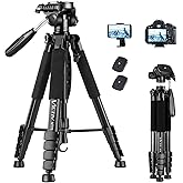 Victiv Camera Tripod 63-73" for Canon Nikon, Lightweight DSLR Camera Stand with Detachable 3-way Swivel Pan Head Max Load 14l