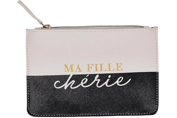 Draeger - Pochette Ma Fille chérie - Pochette avec Fermeture Éclair - Rangement Maquillage, Rouge à Lèvres, Crayons - Idéal Cadeau Anniversaire, Toutes Occasions