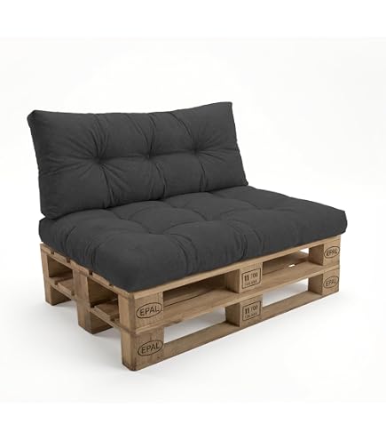TexDeko® BEZUG (ohne Füllung) für Palettenkissen 120x80x20 cm Anthrazit