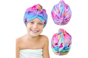 Beinou Serviette Microfibre Cheveux 2 Pièces Serviette Cheveux Séchage Rapide Super Absorbante avec Bouton de Design pour Femmes