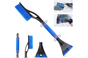 HZMJDHZM 2 en 1 Grattoir à Glace, Brosse à Neige Gratte Glace et Givre Voiture Détachable Rétractable, Brosse à Neige Rotative avec Poignée en Mousse, pour Voitures, Camions, SUV (C)