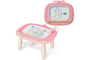 Kikidex Kleinkinder Spielzeug Alter 1-3, Magnetisch Zaubertafel, Mädchen Spielzeug für 1-2 Jahre, Magic Painting Board Lernspielzeug für 1 2 3 Jahre Baby Kinder, Geburtstag Geschenk（Rosa)