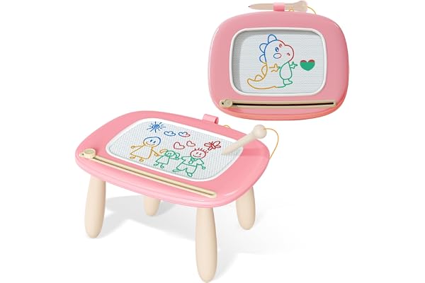 Kikidex Jouets pour Enfants de 1 à 3 Ans,Ardoise Magique Magnétique,Jouets pour Filles,Tableau Magique pour Apprendre Dessiner,Jouets éducatifs pour bébés et Enfants,Cadeau d'anniversaire -Rose