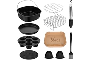 ‎KIQIONE 11-Teiliges Mit COSORI Turboblaze Zubehör 6L Airfryer XXL 5,5L 6,4L,BPA-frei COSORI Turbo Tower Pro Smart 10,8L Double Stack Heißluftfritteuse Zubehör für Philips Airfryer XXL,Ninja MAX PRO AF180EU