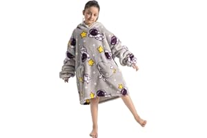 Alsehser Pull Plaid Adultes Enfants, Sweat à Capuche Chaude, Poncho Polaire Oversize Pilou Pilou, Capuchon Sherpa Peluche à Manches TV