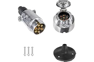 BEIJISTAR Spina e Presa per Rimorchio Metallo 7 Poli con Guarnizione in Gomma, 12V Connettore Presa Spina per Rimorchio Metallo 7 Poli Impermeabile, per Camion RV Barca Caravan (Lega di Alluminio)