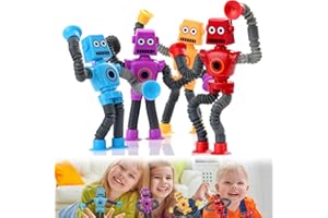 AHLMA 4 sztuki teleskopowa przyssawka robot zabawka autystyczna przyssawka zabawka Suction Toy nadaje się dla dzieci i dorosłych z autyzmem, aby zmniejszyć stres i lęki (model robota)