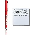 Dreaku Fresh Outta Fucks Pad and Pen, Funny Pens Small Sticky Notes, Rude Pens and Sticky Notes Set, Novelty Notepads Office Supplies Desk Accessories, Christmas Gifts for Friends Colleagues Boss Red