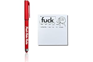 Dreaku Fresh Outta Fucks Pad and Pen, Funny Pens Small Sticky Notes, Rude Pens and Sticky Notes Set, Novelty Notepads Office Supplies Desk Accessories, Christmas Gifts for Friends Colleagues Boss Red