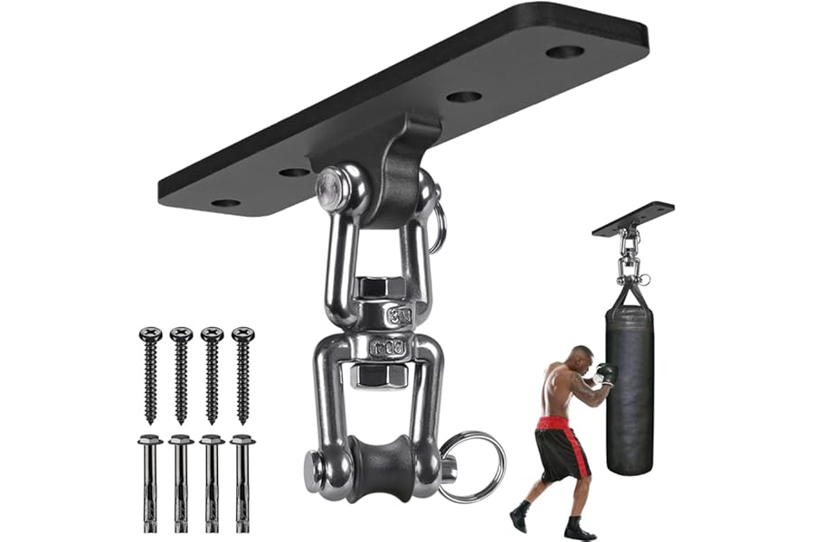 Kipika Heavy Bag Hanger - Heavy-Duty 360° Rotation Ceiling/Wall Mount Steel Bracket for Boxing, Kickboxing, Muay Thai & Home Gym Fitness