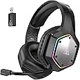 EKSA E1000WT Wireless Gaming Headset for PS5 PS4 PC, 7.1 Surround Sound Gaming Headphones with Microphone ENC, 3.5mm Audio Jack, 2.4GHz Low Latency, 36 Hours Battery USB Wireless Headset (Black)