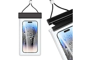 OXTXO IPX8 wasserdichte Handyhülle – Transparentes Unterwasser Case für iPhone 15 14 13 12 Pro Max, Samsung Galaxy S23 S22, Huawei P40 P30 – Schwimmhülle für Handy bis 7,2 Zoll (Schwarz)