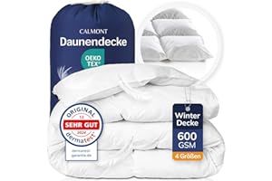 ‎CALMONT CALMONT - Daunen Bettdecke I Daunendecke 135x200 I 100% extra weiche Federn & Daunen | Fachärztlich geprüft für Allergiker | Oeko-Tex (135 x 200 cm, Warme Winterdecke)