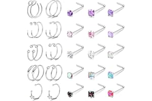 JeweBella 20G Piercing Naso Acciaio Chirurgico per Donna Piercing Naso Cerchio Opale zirconio Piercing Naso Vite/Dritto/L Forma Orecchini Naso Anelli Piercing Septum Labret Medusa