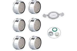 MOPPRO MS0038 Faucet Aerators 6 Pack, 24mm Tap Aerator Replacement Parts, Kitchen Bathroom Faucet Bubbler Filters