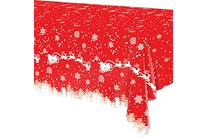 HNH 2 Tovaglie per feste Natalizie Rosso, Slitta 274 x 137cm Tovaglie usa e getta