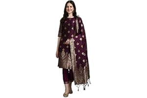 VredeVogel Damen Kurta-Hose aus Baumwollseide Jacquard mit Banarasi-Seide Dupatta