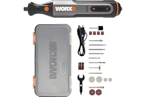 WORX 8V Utensile Rotativo Cordless WX106, Caricamento USB, Dimensione Pinze 3,2 mm, Controllo Velocità Variabile, Mini Trapano Elettrico Smerigliatrice con 23 Accessori,Design Leggero e Compatto