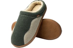 OTIEMU Kapcie męskie z pianką z pamięcią kształtu, ciepłe pluszowe pantofle z podszewką, antypoślizgowe, gumowe podeszwy, do użytku wewnątrz i na zewnątrz