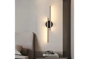 Riserva Aplique Pared Interior LED, 24W Lámpara de Pared Moderna, Luz de Pared Blanco Cálido 3000K, Negro Iluminación Luz pared LED Luz para Dormitorio, Sala de Estar, Cocina, Pasillo