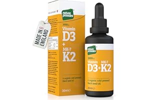 Vitamin D3 & K2 (MK-7) in Organic Black Seed Oil/Nigella Sativa (30ml) - High Strength Liquid (3000IU), 100% Trans MK-7, Immune, Bone Support, Heart Health, Sublingual, Made in UK by Nature Provides