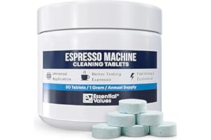 ESSENTIAL VALUES Espresso Machine Cleaning Tablets (30 Tablets) – Espresso Coffee Machine Cleaning Tablets Compatible with Jura, Miele, and Breville Espresso Machines