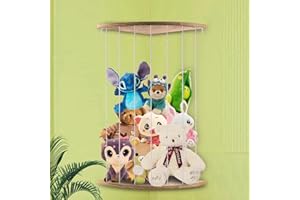 LOFTANK Stuffed Animal Storage, Corner Soft Wood Toy Shelves for Kids Bedroom, Toddler Play Room, Plush Toy Storage, Wooden Plushies Organizer for Teddy