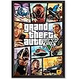 Waltractive GTA 5 Official Poster with Frame - Sleek Black Framed Poster for wall - 12x18 Inch - Perfect Addition for Gamers and Fans of the Grand Theft Auto V