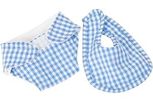 FRILLY LILY BLUE GINGHAM NAPPY AND BIB SET FOR 12-14 INCH [30-35CM] BABY DOLLS,SUCH AS GOTZ,COROLLE,ZAPF,MY LITTLE BABY BORN,MY FIRST BABY ANNABELL