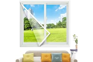 ADHROENCM 140x200cm Fliegennetz Fliegengitter Insektenschutz Fenster-Fliegengitter kein Bohren oder Schrauben Moskitonetz