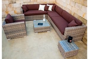 Ragnarök-Möbeldesign Narvik Premium PolyRattan - Deutscher Hersteller - 8 Jahre GARANTIE - Aluminium Gartenmöbel Essgruppe Rostfrei Rattan Sitzgruppe