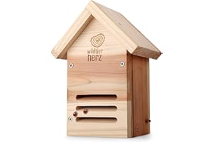 Wildtier Herz Hôtel à Coccinelle en Bois - Imperméable Et Résistant Aux Intempéries - Hotel A Insectes sur Pied Idéal pour Les Coccinelles Et Les Insectes De Petites Tailles. Hotel Insecte Premium.