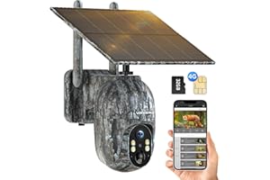 VOOPEAK Cámara de caza 4G solar inalámbrica con tarjeta SIM, cámara de caza 1080P FHD con tarjeta SD de 32 GB para vigilancia de animales infrarrojo nocturno