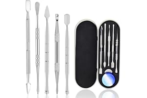 NANABORN Set di 5 strumenti per intagliare la cera, in acciaio inox, con custodia in metallo, per gioielli, scolpire, modellare, raschiare (argento)