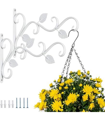 2 Crochets Suspension Plante Loopunk - Fer Forgé Blanc 19x30cm - Pour Pots Et Lanternes
