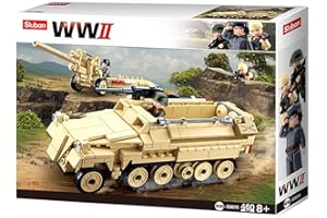 Sluban M38-B0695 WWII 2. Weltkrieg Schützenpanzerwagen Halbkettenfahrzeug mit Geschütz Bausteine 460 Teile