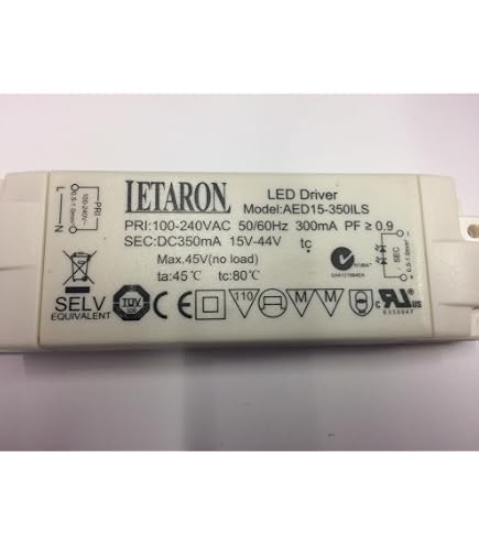 Transformateur LED Driver AED06-1LS Letaron - Alimentation Max 25V 350mA, Pour 4 à 6 LED 1W - Entrée 230V