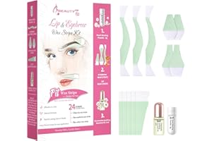 Bandas de Cera Fría Depilatoria Facial, Tiras de Cera para Labios y Cejas en Casa, Pack de 24 Tiras con Polvo de Perla Aceite Esencial para Piel Sensible Beauty7
