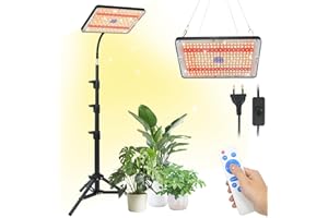 PATEMZON Lampe de Plante LED, 286 LEDs Lampe Plante avec Trépied et Télécommande, Lampes de Croissance Spectre Complet avec UV-IR et Minuterie 4/8/12H, Lampes Plante de Culture LED pour Interieur