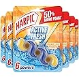 Harpic Active Fresh Toilet Rim Block, Sparkling Citrus, Pack of 6, Anti-Limescale, Dirt Remover, Lasts up to 30 weeks and up to 1250 flushes, Toilet Cleaner, Toilet Freshener