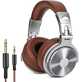 OneOdio DJ Headphones with Microphone and Adapter for 1/4" and 1/8" Stereo Headphones, 90&deg; Rotating Case and Leather Driver U